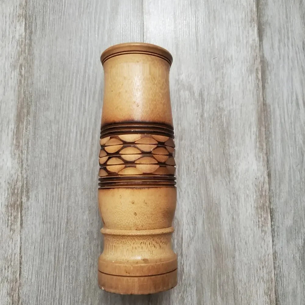 Vintage Bamboo Vase Wood Rustic Decor